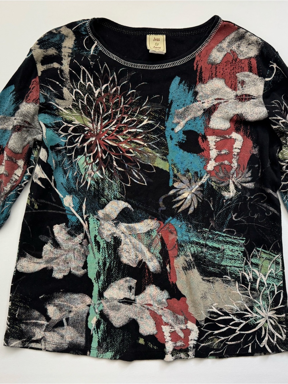 90s Y2K Cottagecore Boho Phoebe Buffay Abstract Floral Artsy Print Top